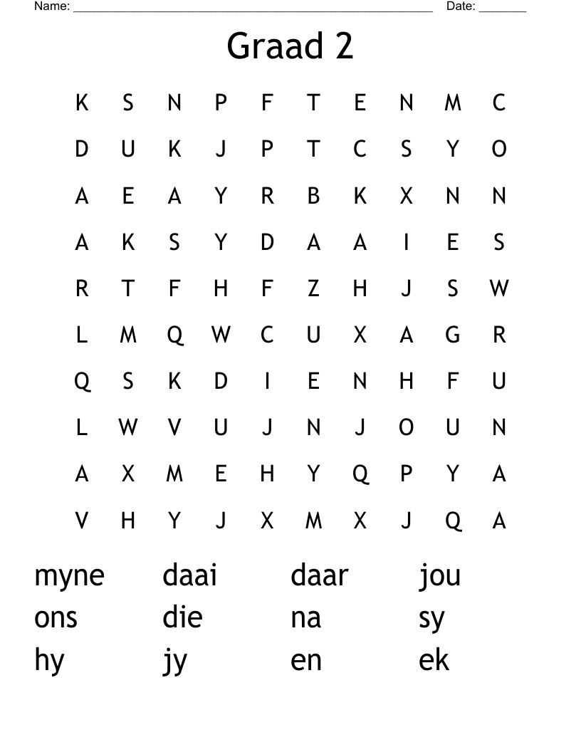 Graad 2  Word Search