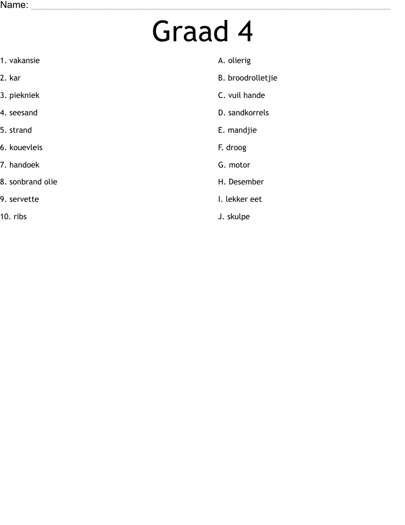 Graad 4 Worksheet