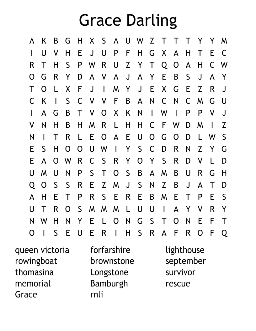 Grace Darling  Word Search