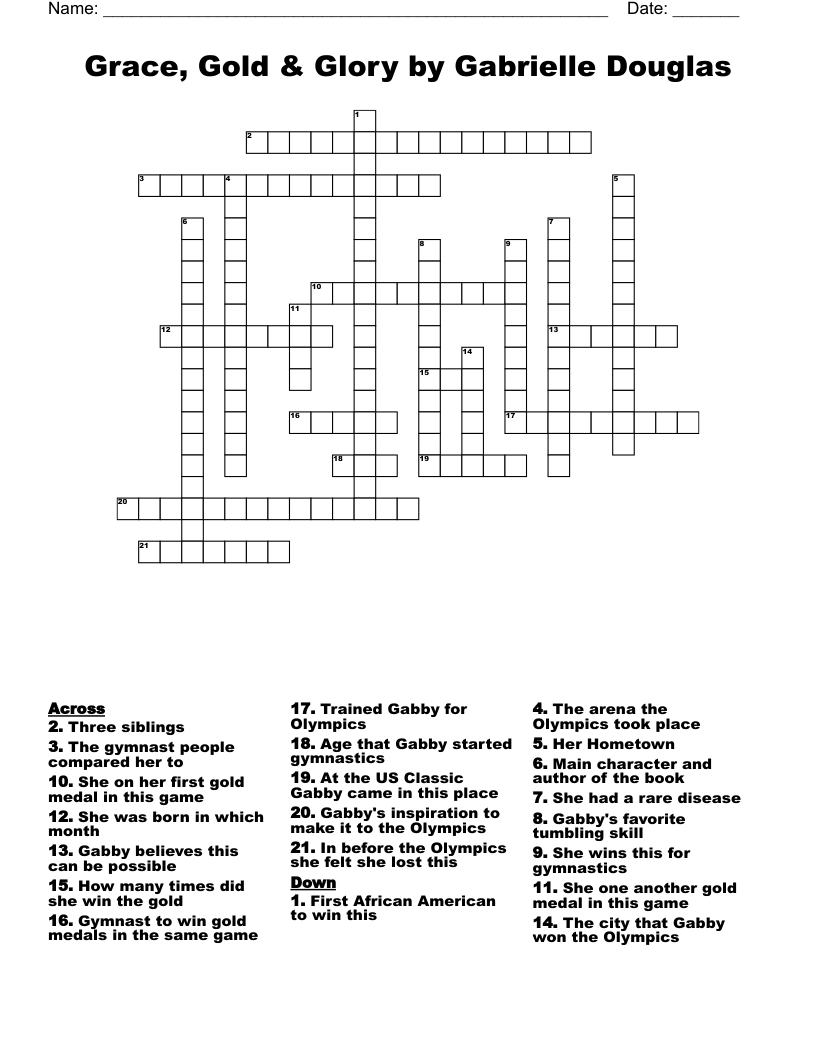Grace, Gold & Glory by Gabrielle Douglas Crossword