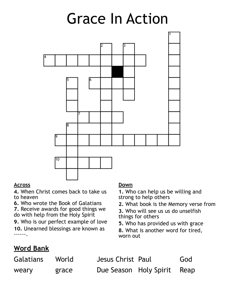 Grace In Action Crossword
