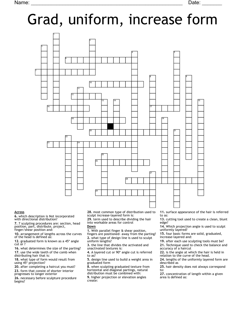 Grad, uniform, increase form  Crossword