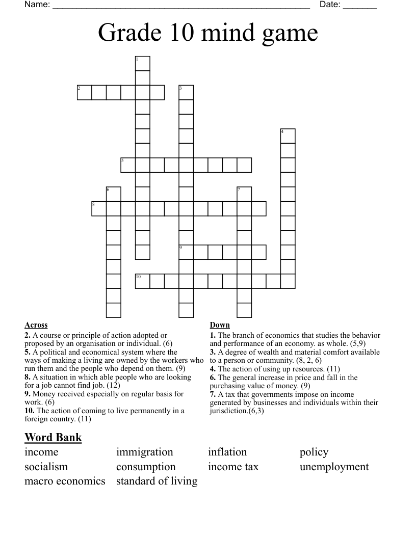 Grade 10 mind game 