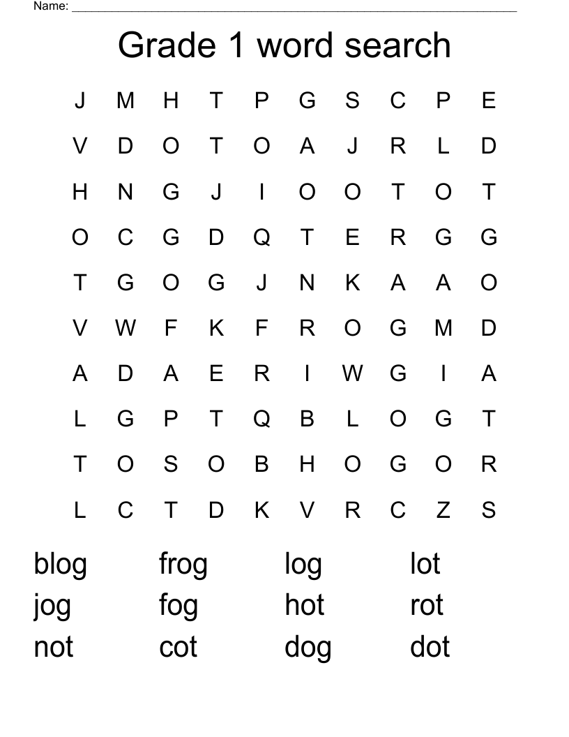 Grade 1 word search