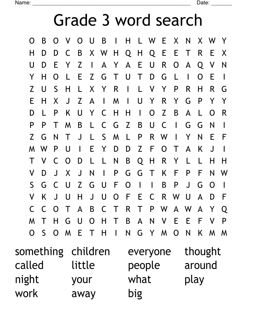 Grade 3 word search