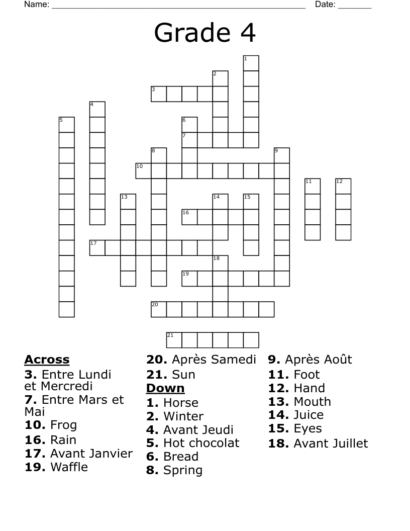 Grade 4 Crossword