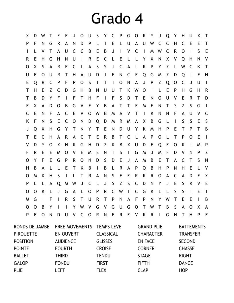 Grado 4 Word Search