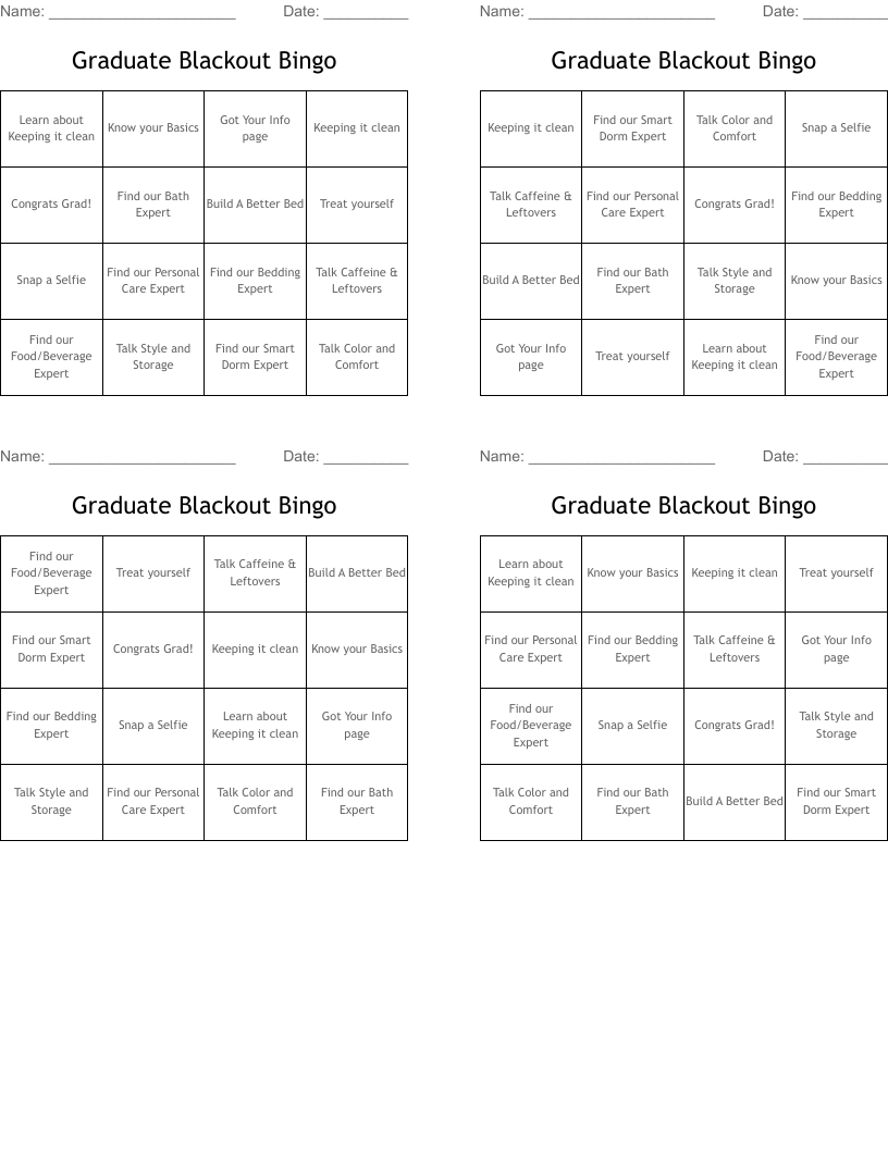 Graduate Blackout Bingo