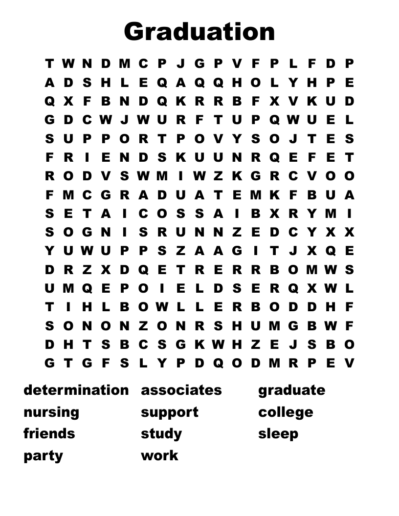 Graduation Word Search