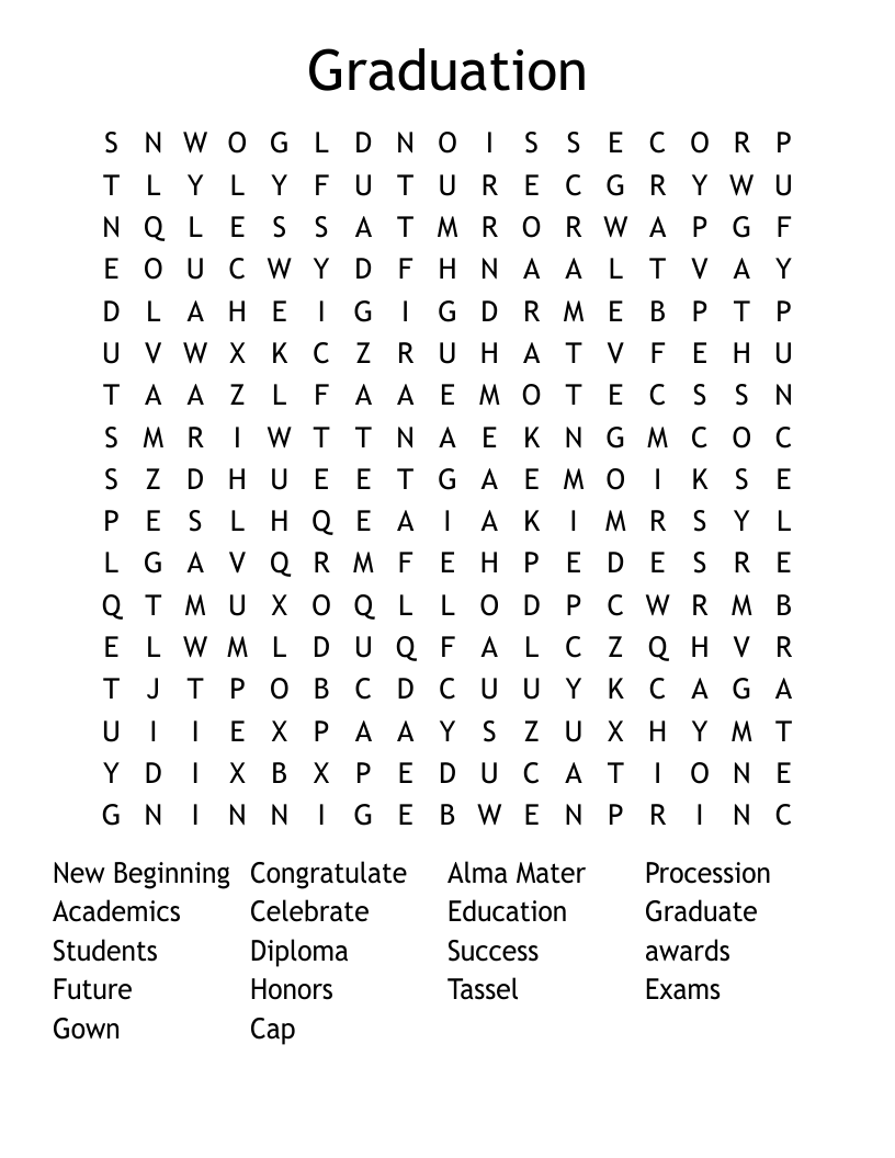 Graduation Word Search