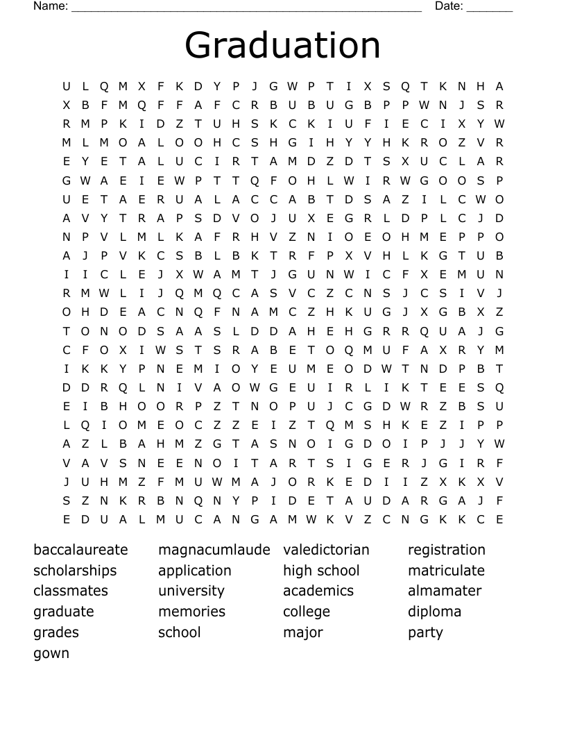 Graduation Word Search