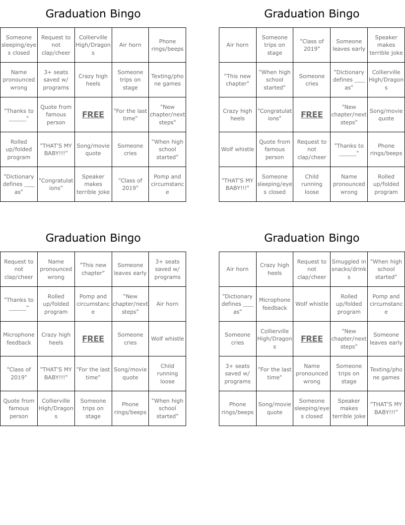 Graduation Bingo