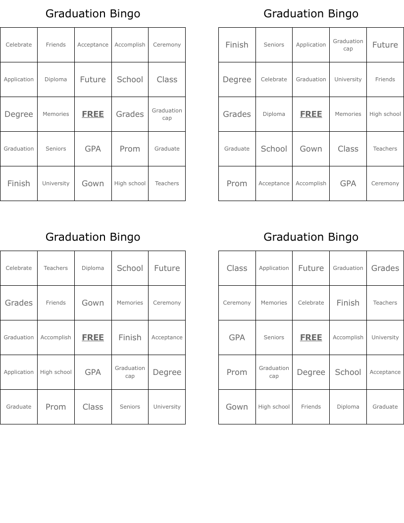 Graduation Bingo