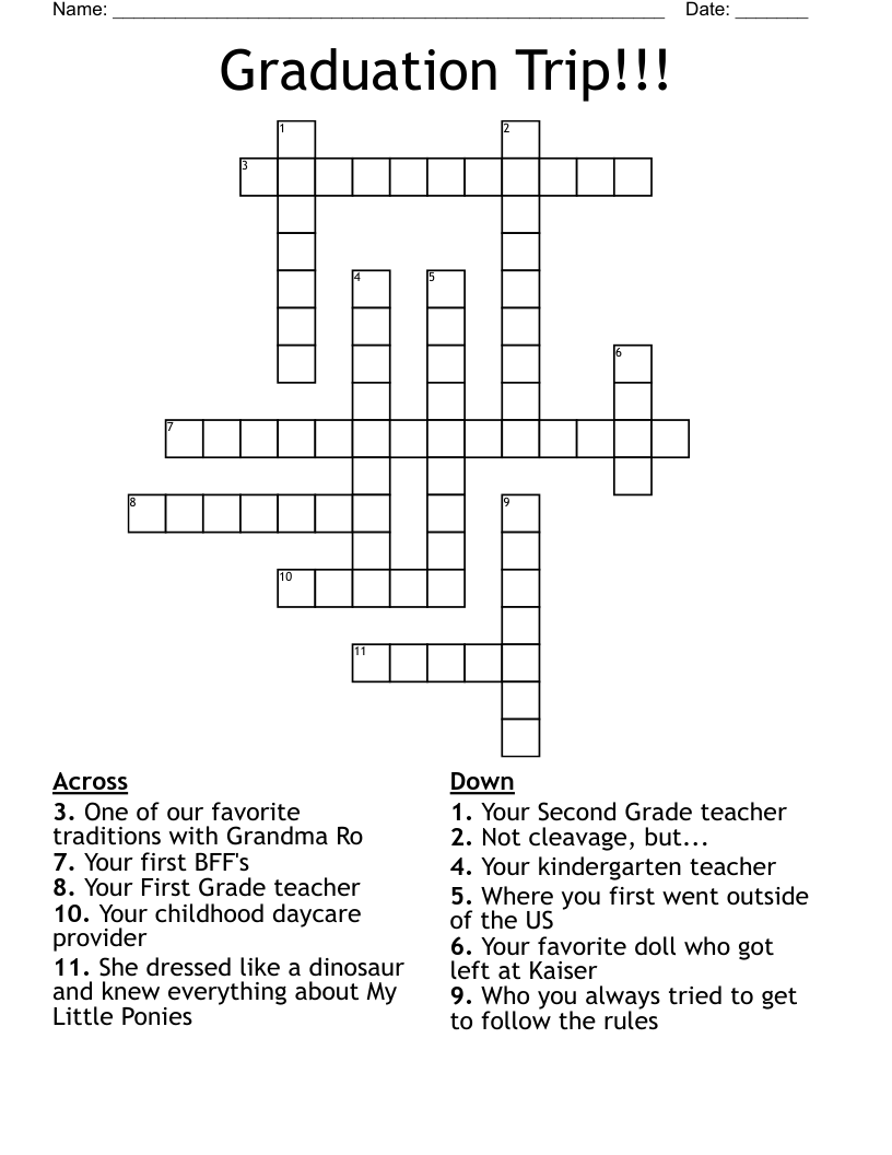 Graduation Trip!!! Crossword