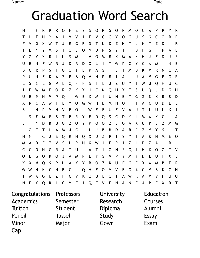 Graduation Word Search 