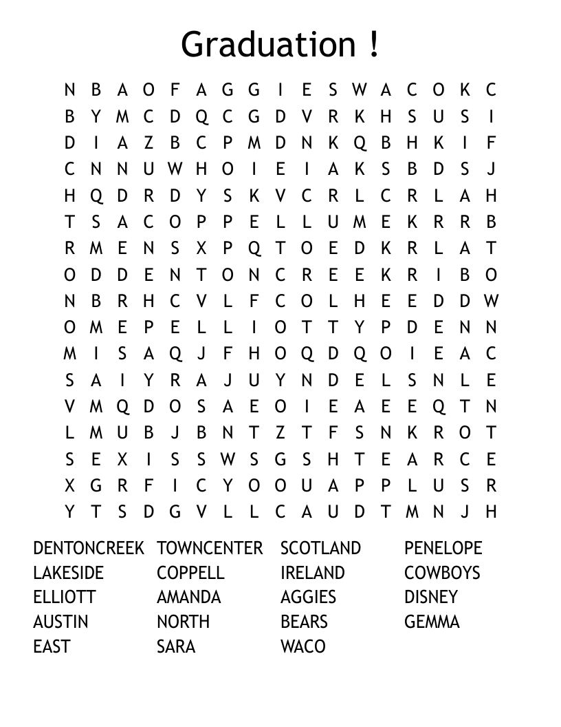 Graduation ! Word Search