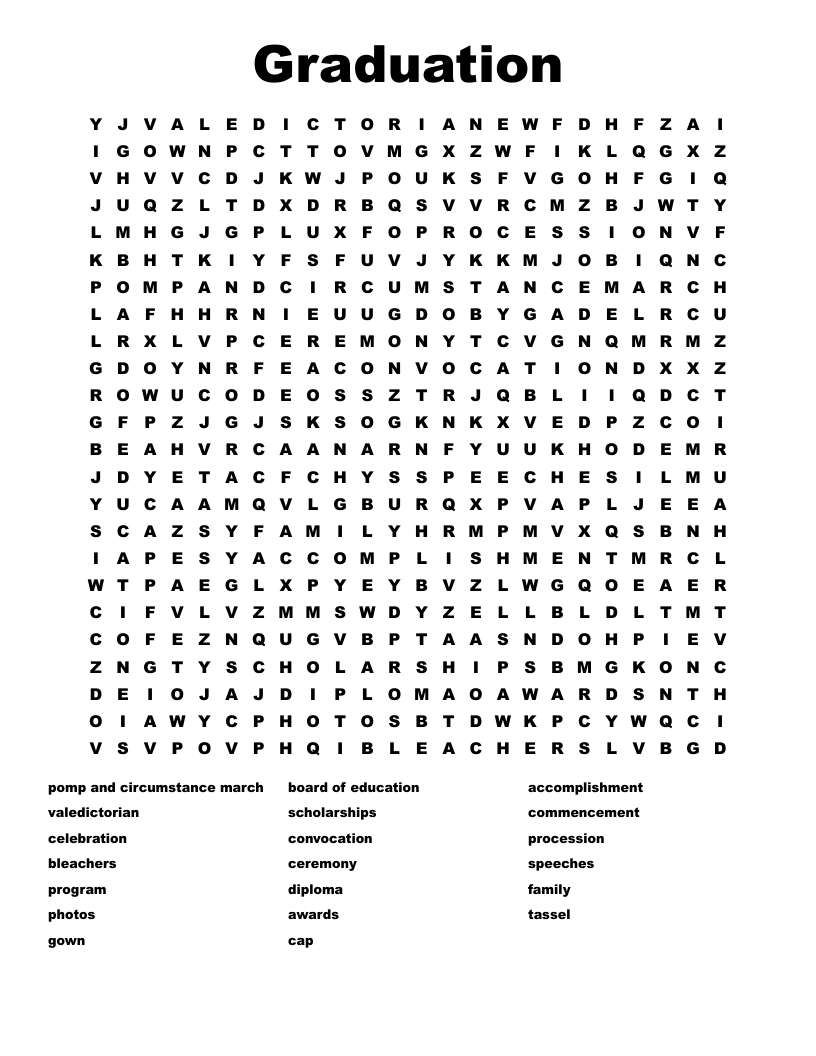 Graduation  Word Search