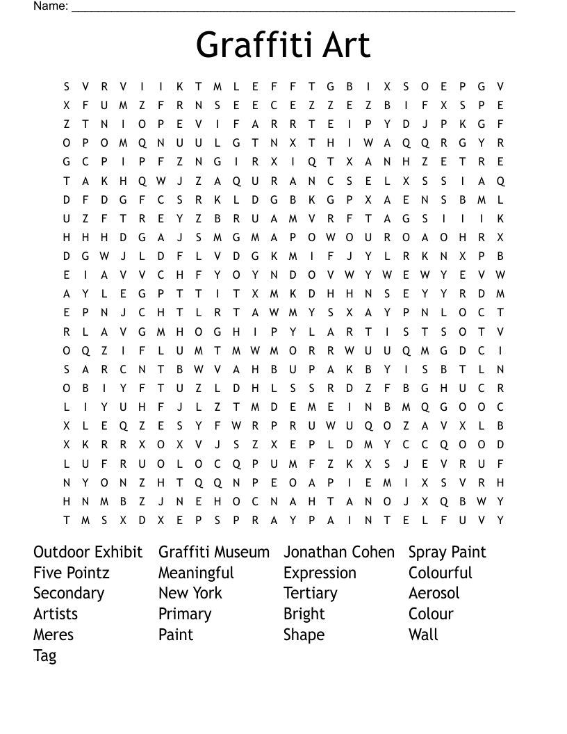 Graffiti Art Word Search