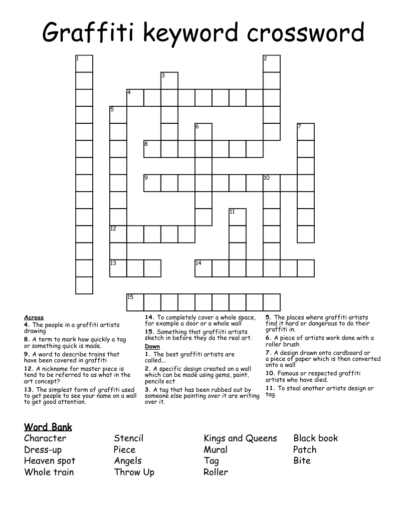 Graffiti keyword crossword