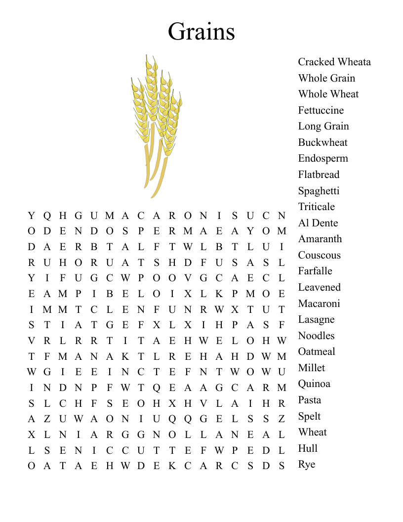Grains Word Search