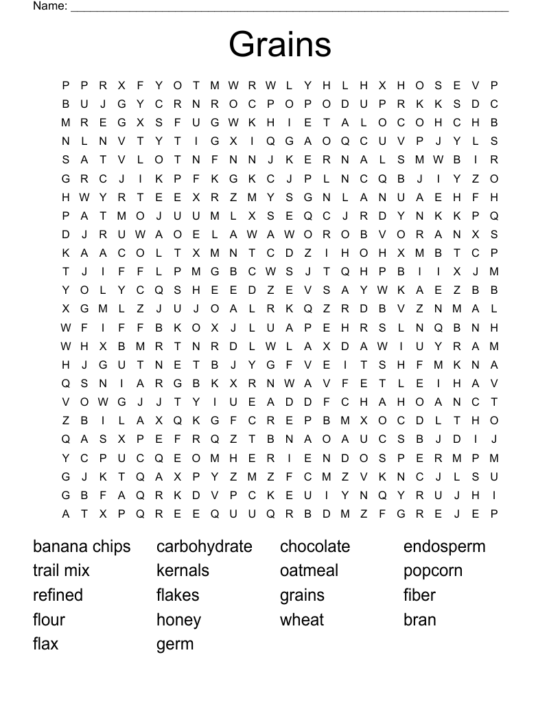 Grains Word Search