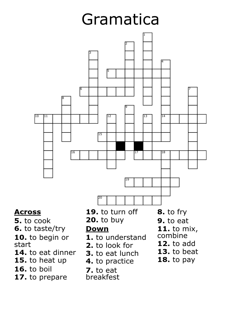 Gramatica Crossword