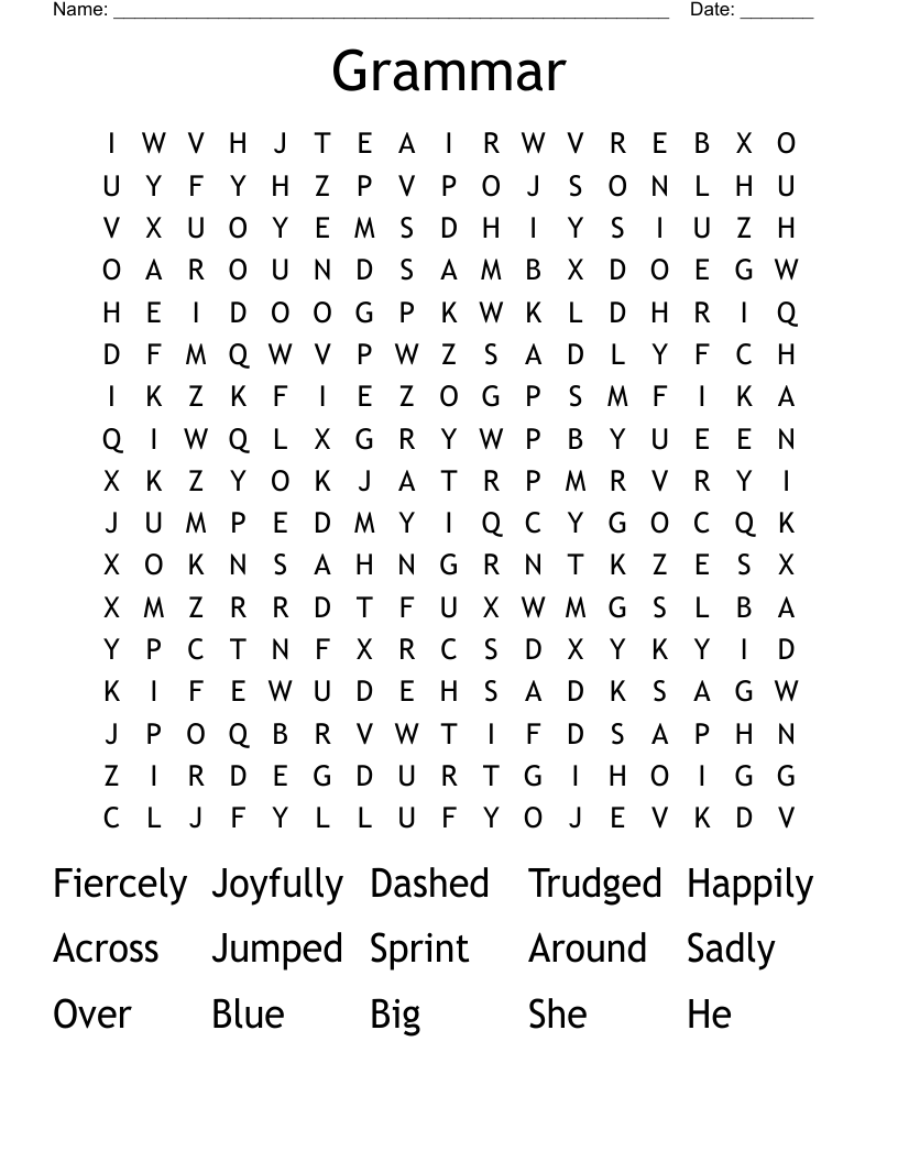 Grammar Word Search
