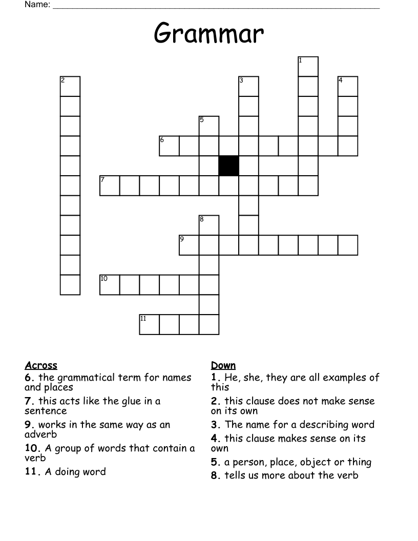 Grammar Crossword