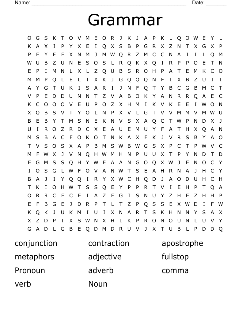 Grammar Word Search