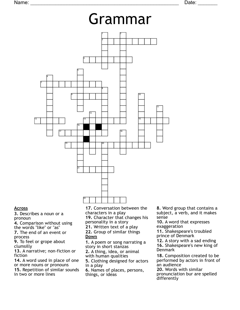 Grammar Crossword