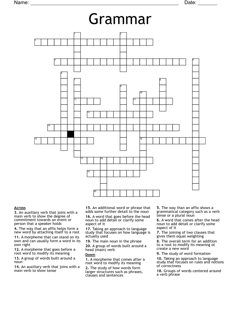 Grammar Crossword