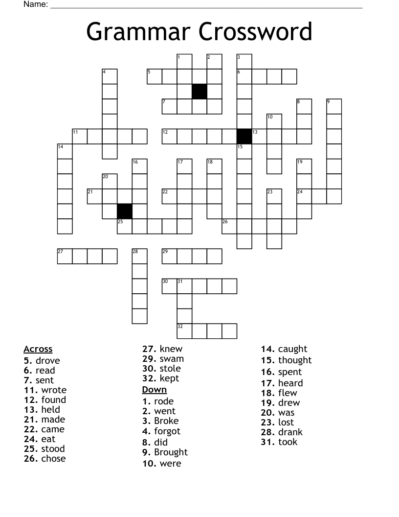 Grammar Crossword