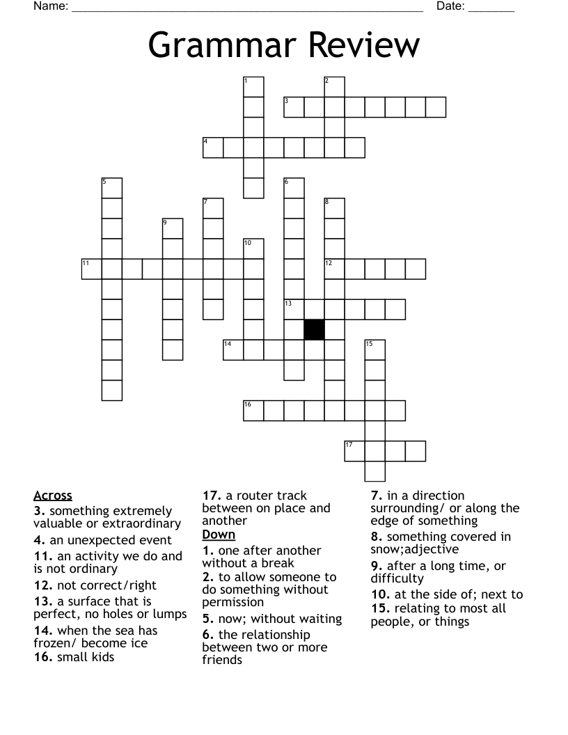 Grammar Review Crossword