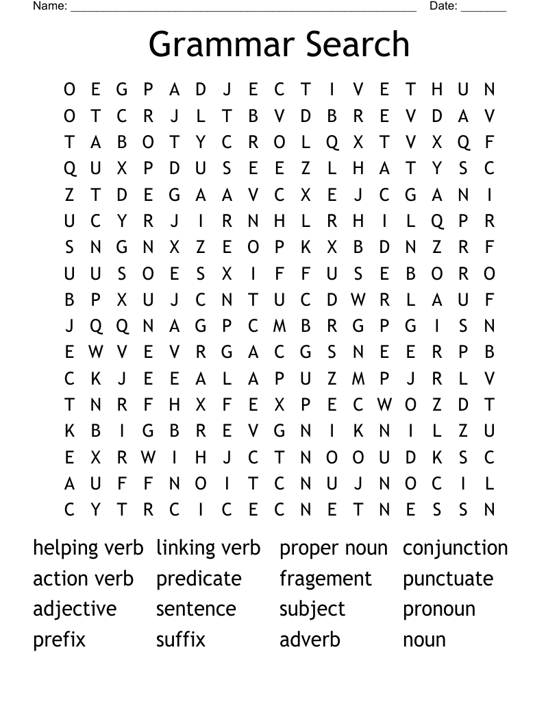Grammar Search Word Search