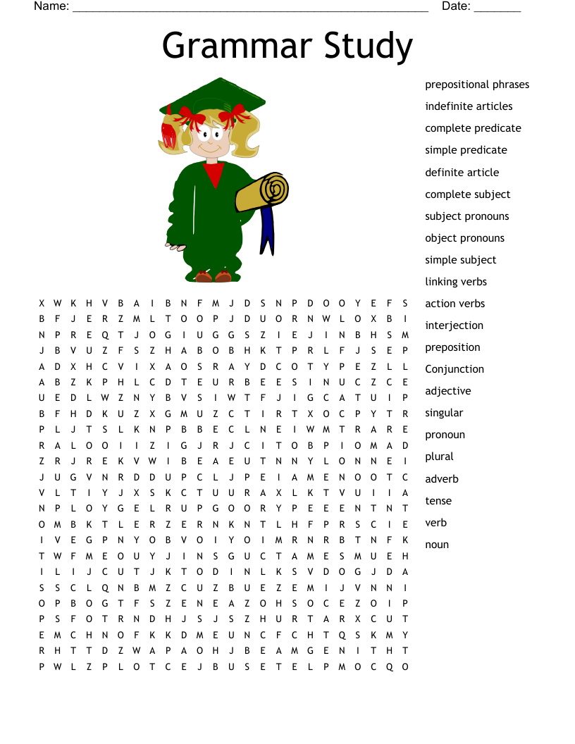 Grammar Study Word Search