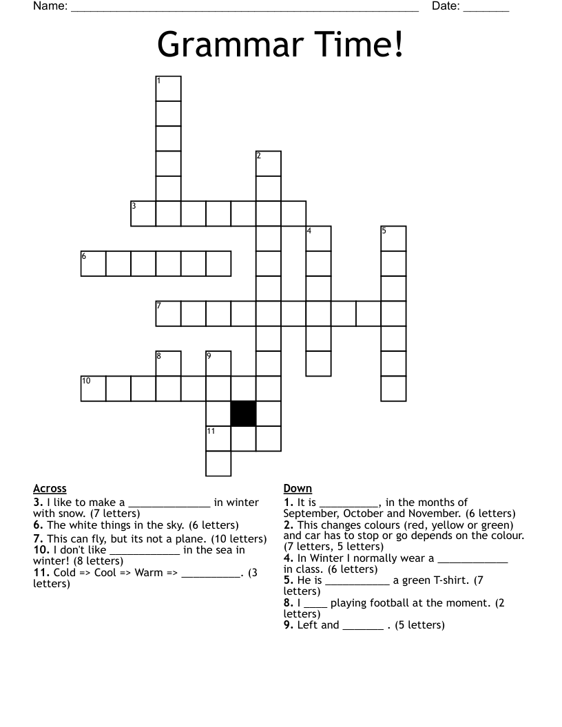 Grammar Time! Crossword