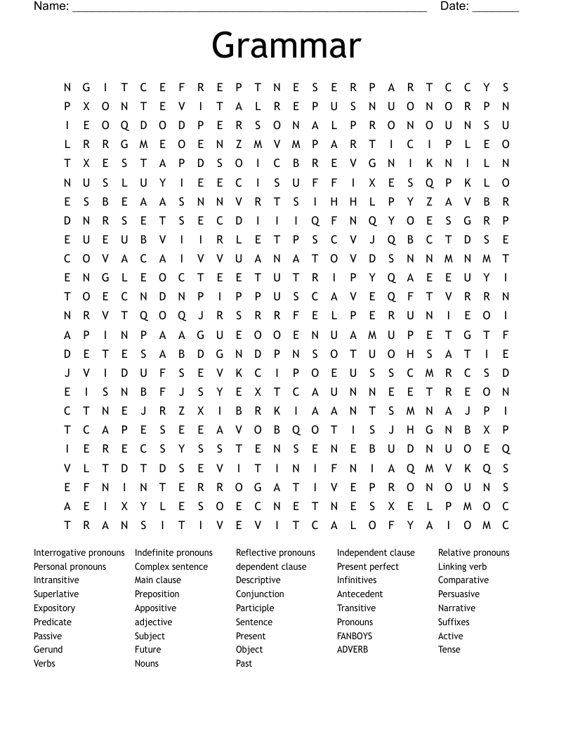 Grammar  Word Search