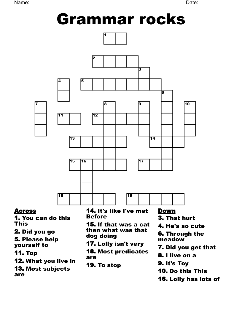 Grammar rocks  Crossword