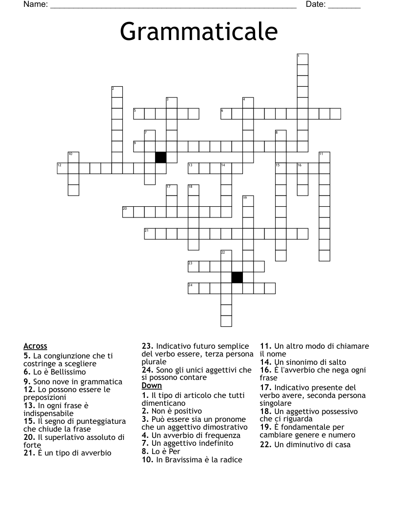 Grammaticale  Crossword