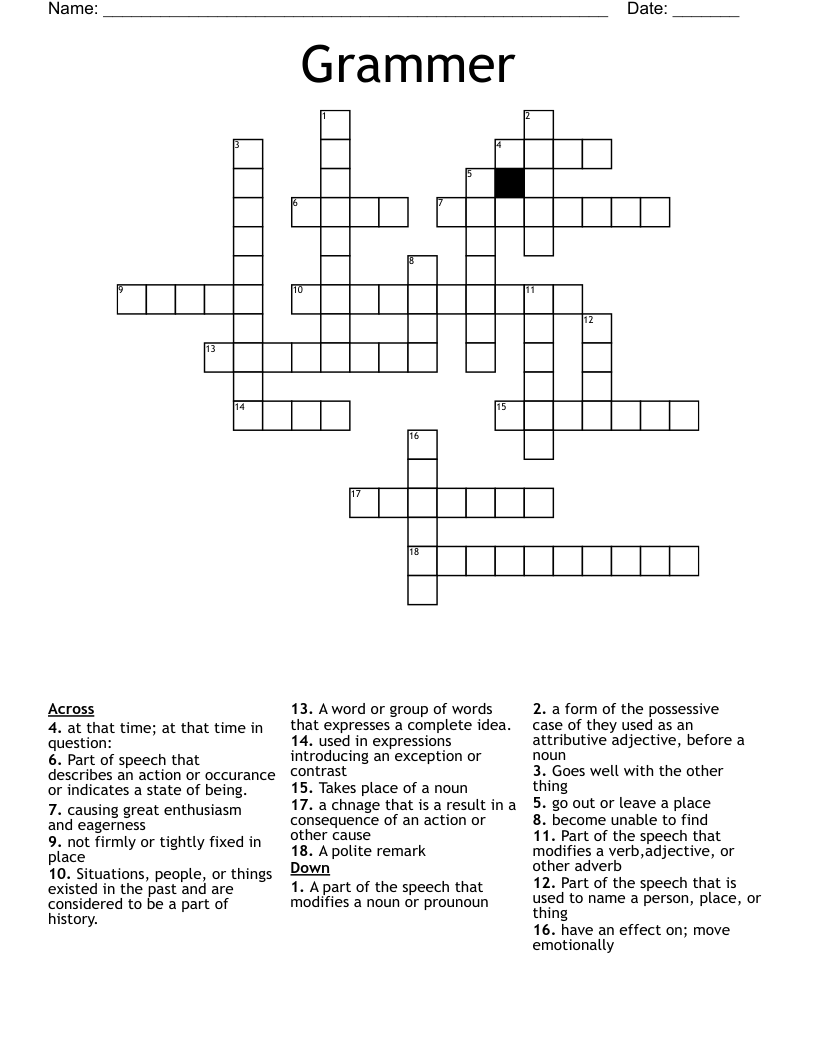 Grammer  Crossword