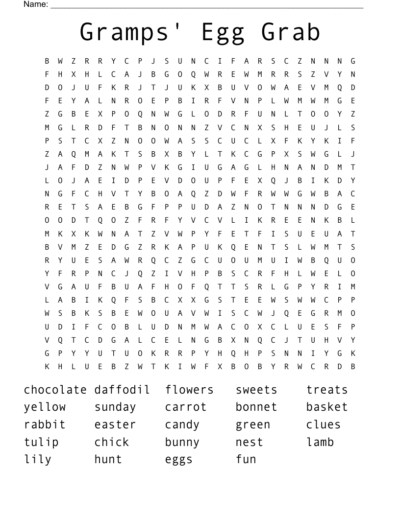 Gramps' Egg Grab Word Search