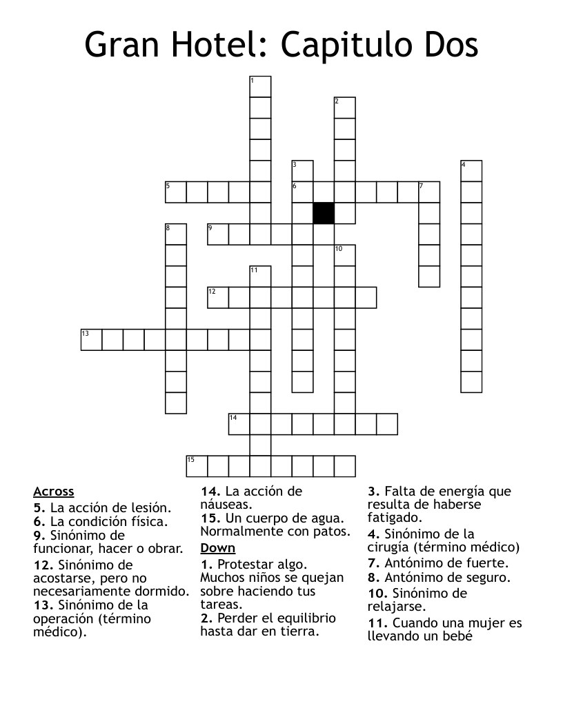 Gran Hotel: Capitulo Dos  Crossword