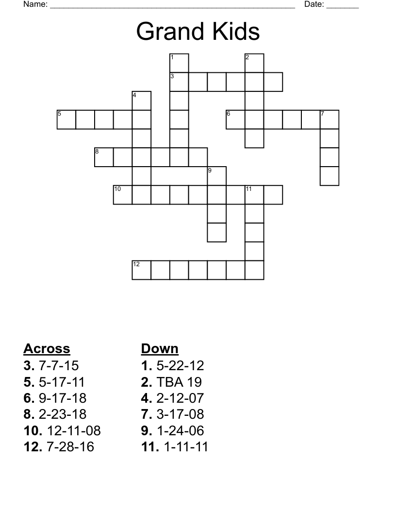 Grand Kids Crossword