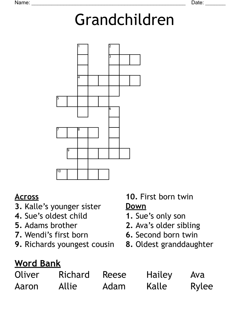 Grandchildren  Crossword