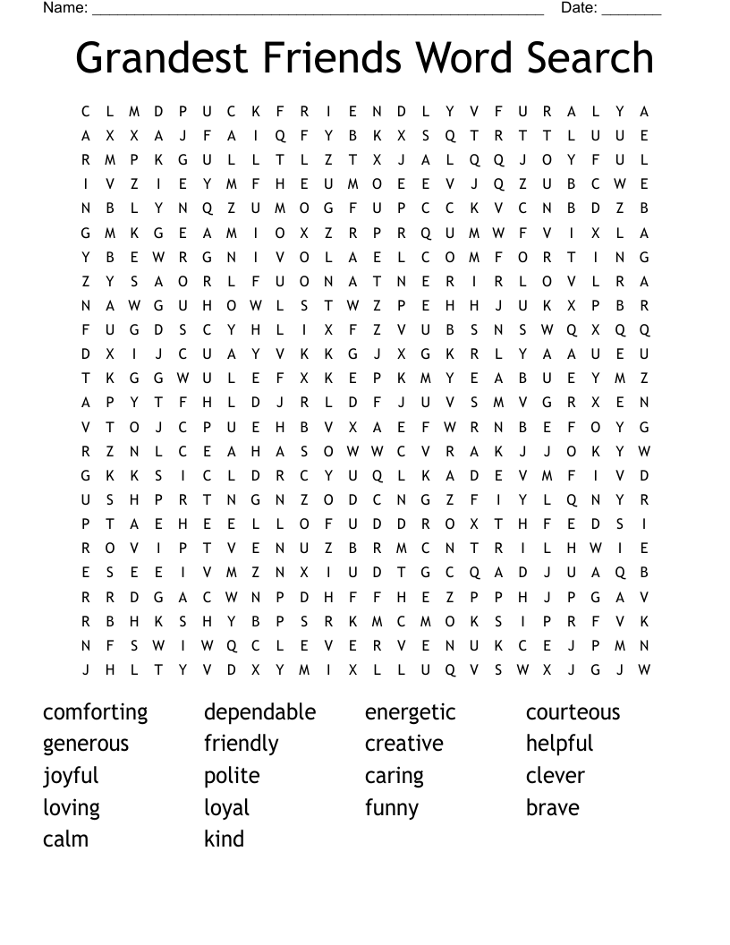 Grandest Friends Word Search