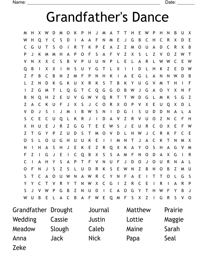 Grandfather's Dance Word Search