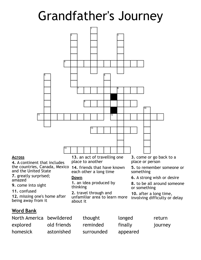 Grandfather's Journey Crossword