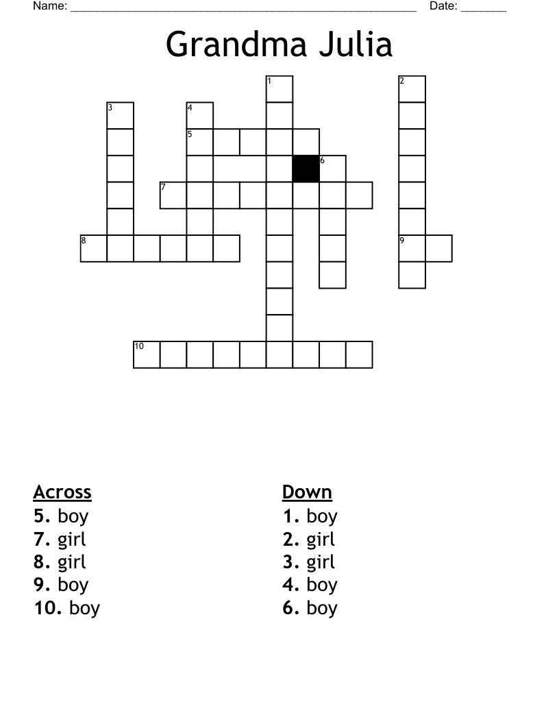 Grandma Julia Crossword