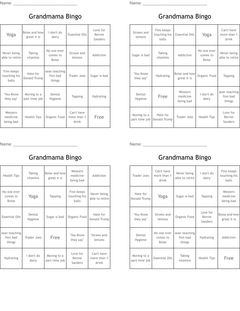 Grandmama Bingo 