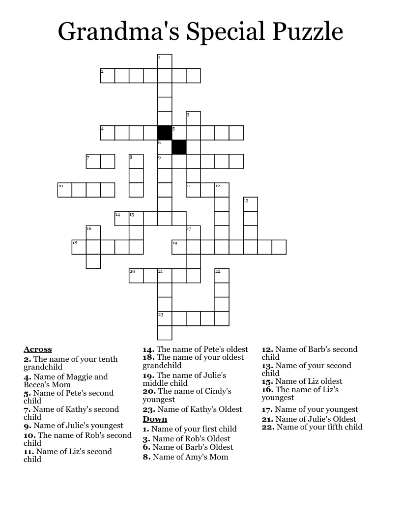 Grandma's Special Puzzle Crossword